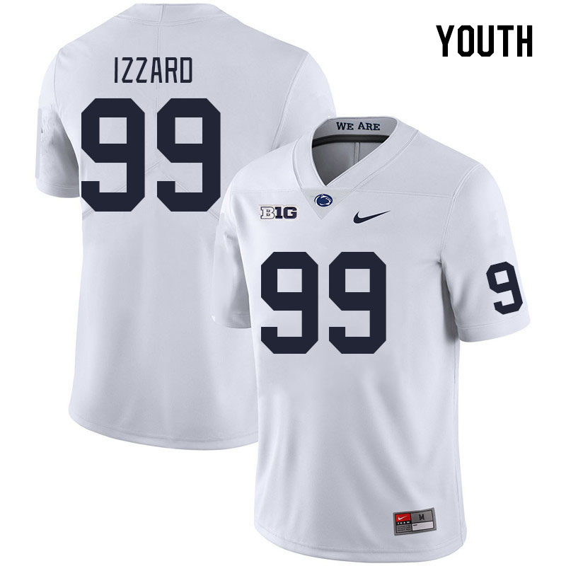 Youth #99 Coziah Izzard Penn State Nittany Lions College Football Jerseys Stitched Sale-White - Click Image to Close